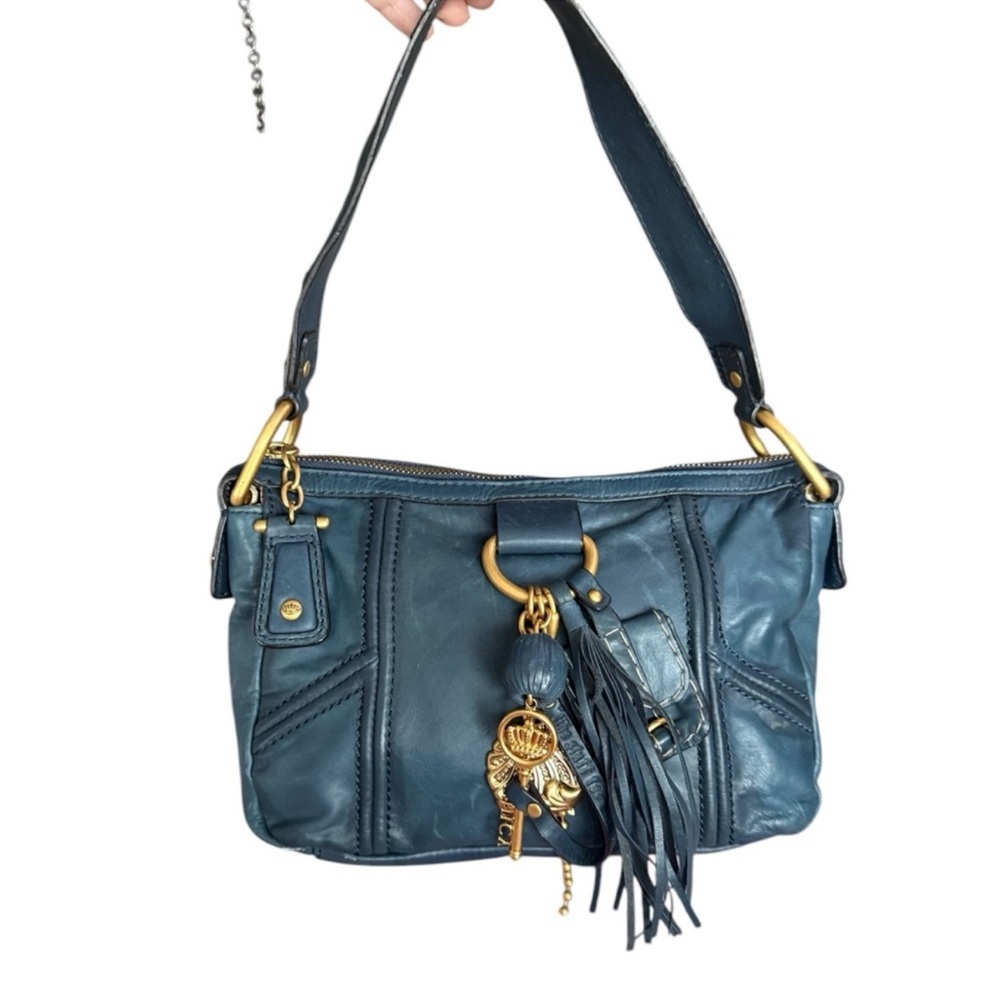 Vintage Juicy Couture Blue Shoulder Bag with Gold Accents
